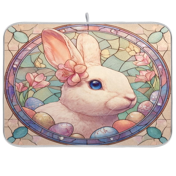 Kitchen Drying Mat Kitchen Drying Pad 16x18In Drying Dish Mat Dish Drying Mats Kitchen Countertop Multi-Function Drain Drying Mat Cute Rabbit Stained