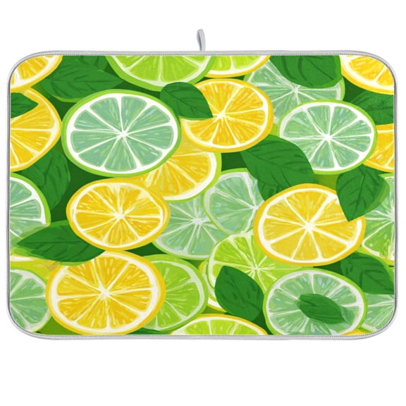 Kitchen Drying Mat Kitchen Drying Pad 16x18In Drying Dish Mat Dish Drying Mats Kitchen Countertop Multi-Function Drain Drying Mat Cute Seamless Lemon