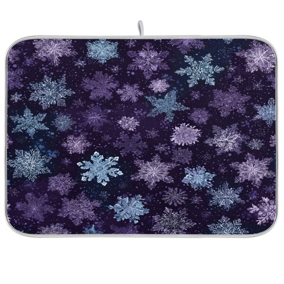 Kitchen Drying Mat Kitchen Drying Pad 16x18In Drying Dish Mat Dish Drying Mats Kitchen Countertop Multi-Function Drain Drying Mat Cute Snowflakes