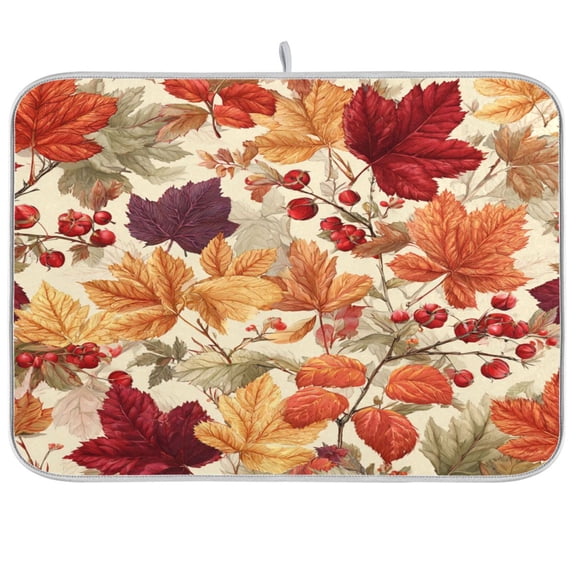 Kitchen Drying Mat Kitchen Drying Pad 16x18In Drying Dish Mat Dish Drying Mats Kitchen Countertop Multi-Function Drain Drying Mat Cute Yellow Leaves