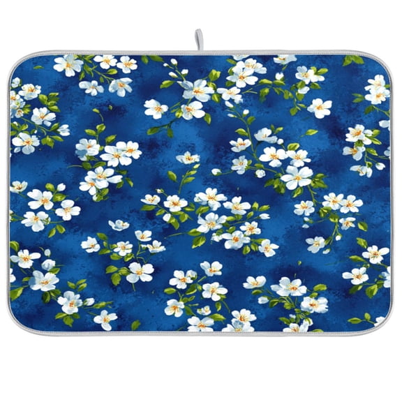 Kitchen Drying Mat Kitchen Drying Pad 16x18In Drying Dish Mat Dish Drying Mats Kitchen Countertop Multi-Function Drain Drying Mat Deep Indigo Petal Whispers
