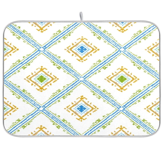 Kitchen Drying Mat Kitchen Drying Pad 16x18In Drying Dish Mat Dish Drying Mats Kitchen Countertop Multi-Function Drain Drying Mat Diamond Lattice Seamless Border