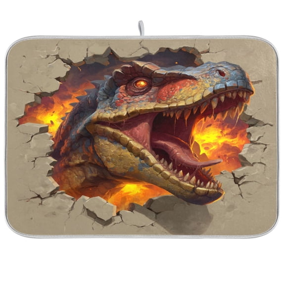 Kitchen Drying Mat Kitchen Drying Pad 16x18In Drying Dish Mat Dish Drying Mats Kitchen Countertop Multi-Function Drain Drying Mat Dinosaur Icon Design