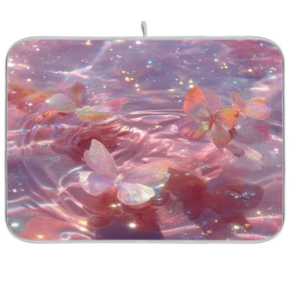 Kitchen Drying Mat Kitchen Drying Pad 16x18In Drying Dish Mat Dish Drying Mats Kitchen Countertop Multi-Function Drain Drying Mat Dream Butterfly