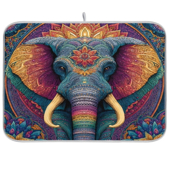 Kitchen Drying Mat Kitchen Drying Pad 16x18In Drying Dish Mat Dish Drying Mats Kitchen Countertop Multi-Function Drain Drying Mat Elephant Art