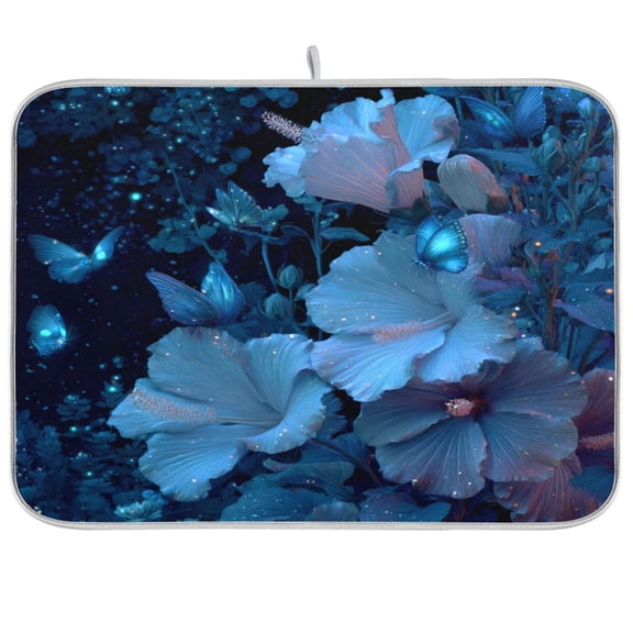 Kitchen Drying Mat Kitchen Drying Pad 16x18In Drying Dish Mat Dish Drying Mats Kitchen Countertop Multi-Function Drain Drying Mat Flowers and Butterflies