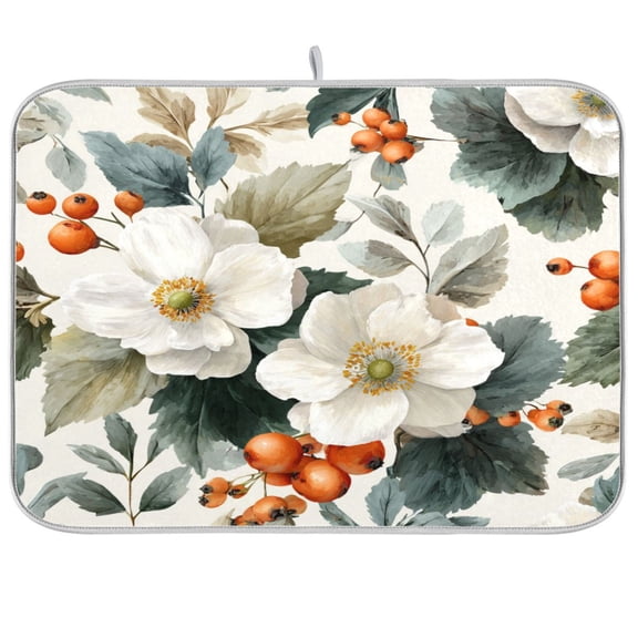 Kitchen Drying Mat Kitchen Drying Pad 16x18In Drying Dish Mat Dish Drying Mats Kitchen Countertop Multi-Function Drain Drying Mat Flowers Lovely Cute