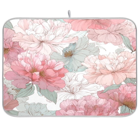 Kitchen Drying Mat Kitchen Drying Pad 16x18In Drying Dish Mat Dish Drying Mats Kitchen Countertop Multi-Function Drain Drying Mat Flowers Lovely