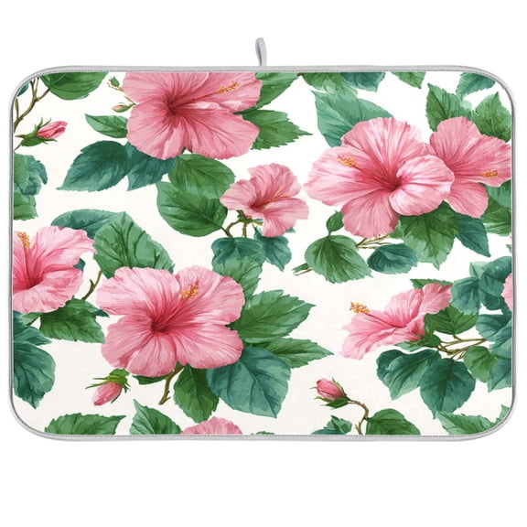 Kitchen Drying Mat Kitchen Drying Pad 16x18In Drying Dish Mat Dish Drying Mats Kitchen Countertop Multi-Function Drain Drying Mat Flowers Pink
