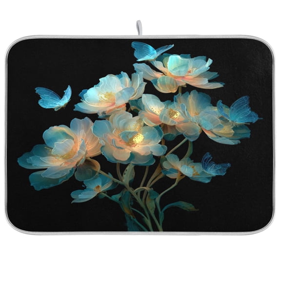 Kitchen Drying Mat Kitchen Drying Pad 16x18In Drying Dish Mat Dish Drying Mats Kitchen Countertop Multi-Function Drain Drying Mat Flowers