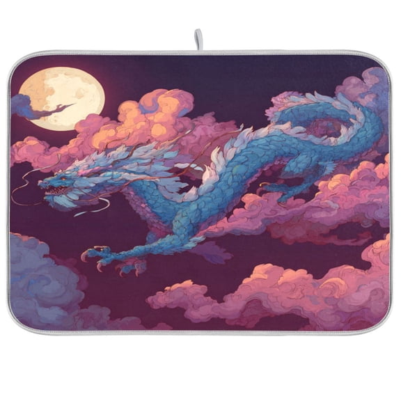 Kitchen Drying Mat Kitchen Drying Pad 16x18In Drying Dish Mat Dish Drying Mats Kitchen Countertop Multi-Function Drain Drying Mat Flying Dragon in Sky
