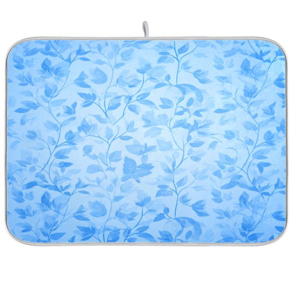 Kitchen Drying Mat Kitchen Drying Pad 16x18In Drying Dish Mat Dish Drying Mats Kitchen Countertop Multi-Function Drain Drying Mat Fresh Blue Floral Pattern