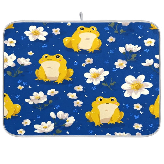 Kitchen Drying Mat Kitchen Drying Pad 16x18In Drying Dish Mat Dish Drying Mats Kitchen Countertop Multi-Function Drain Drying Mat Frog Yellow Pattern