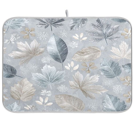 Kitchen Drying Mat Kitchen Drying Pad 16x18In Drying Dish Mat Dish Drying Mats Kitchen Countertop Multi-Function Drain Drying Mat Frozen Fallen Leaves Design