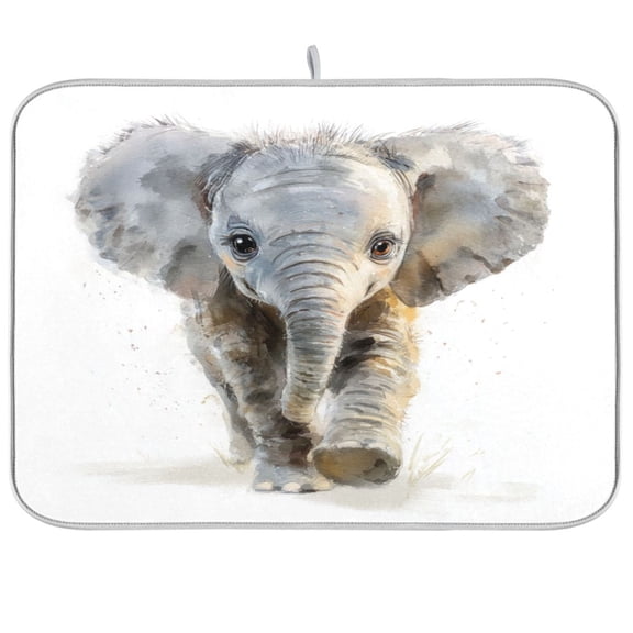 Kitchen Drying Mat Kitchen Drying Pad 16x18In Drying Dish Mat Dish Drying Mats Kitchen Countertop Multi-Function Drain Drying Mat Gentle Cute Elephant