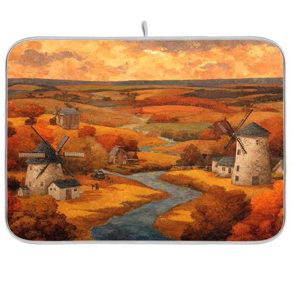 Kitchen Drying Mat Kitchen Drying Pad 16x18In Drying Dish Mat Dish Drying Mats Kitchen Countertop Multi-Function Drain Drying Mat Golden Windmill