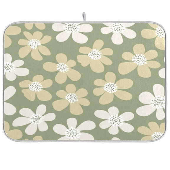 Kitchen Drying Mat Kitchen Drying Pad 16x18In Drying Dish Mat Dish Drying Mats Kitchen Countertop Multi-Function Drain Drying Mat Gray Flower Seamless