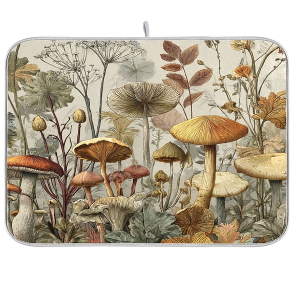 Kitchen Drying Mat Kitchen Drying Pad 16x18In Drying Dish Mat Dish Drying Mats Kitchen Countertop Multi-Function Drain Drying Mat Gray Mushroom