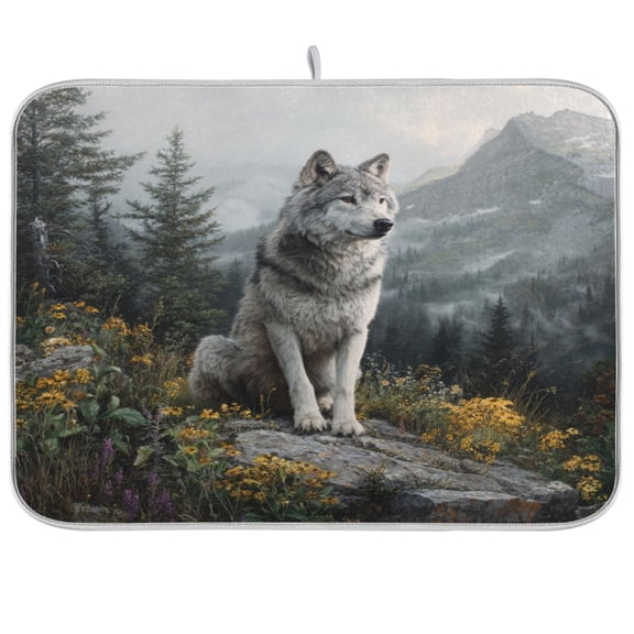 Kitchen Drying Mat Kitchen Drying Pad 16x18In Drying Dish Mat Dish Drying Mats Kitchen Countertop Multi-Function Drain Drying Mat Gray Wolf