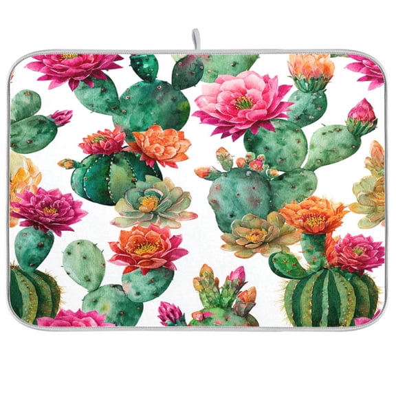 Kitchen Drying Mat Kitchen Drying Pad 16x18In Drying Dish Mat Dish Drying Mats Kitchen Countertop Multi-Function Drain Drying Mat Green Cactus Pattern