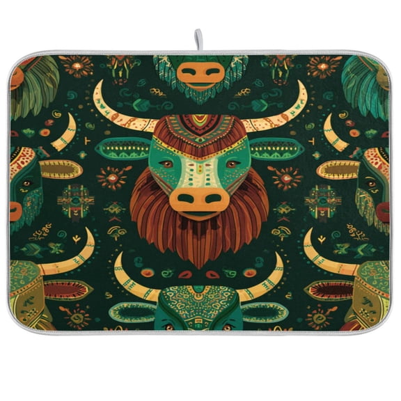 Kitchen Drying Mat Kitchen Drying Pad 16x18In Drying Dish Mat Dish Drying Mats Kitchen Countertop Multi-Function Drain Drying Mat Green Cattle