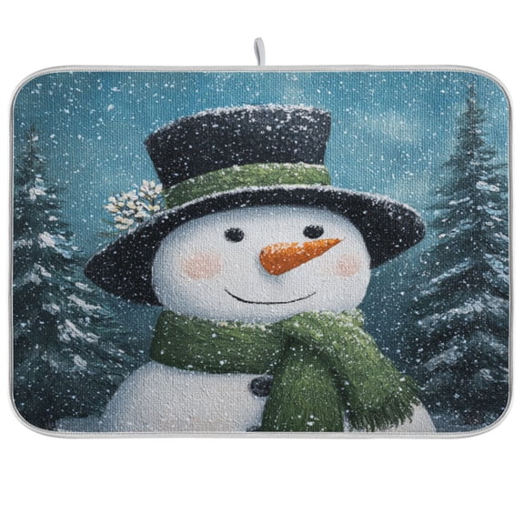 Kitchen Drying Mat Kitchen Drying Pad 16x18In Drying Dish Mat Dish Drying Mats Kitchen Countertop Multi-Function Drain Drying Mat Green Christmas Snowman