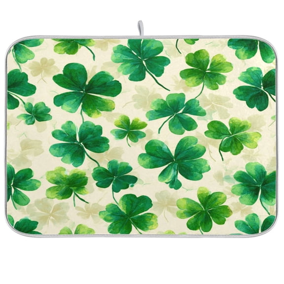 Kitchen Drying Mat Kitchen Drying Pad 16x18In Drying Dish Mat Dish Drying Mats Kitchen Countertop Multi-Function Drain Drying Mat Green Four Leaf Clover