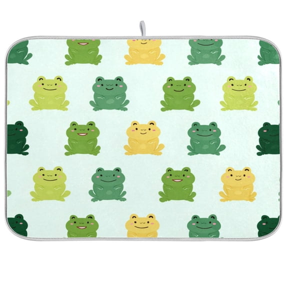Kitchen Drying Mat Kitchen Drying Pad 16x18In Drying Dish Mat Dish Drying Mats Kitchen Countertop Multi-Function Drain Drying Mat Green Frog Seamless