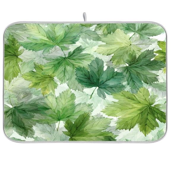 Kitchen Drying Mat Kitchen Drying Pad 16x18In Drying Dish Mat Dish Drying Mats Kitchen Countertop Multi-Function Drain Drying Mat Green Maple Leaves