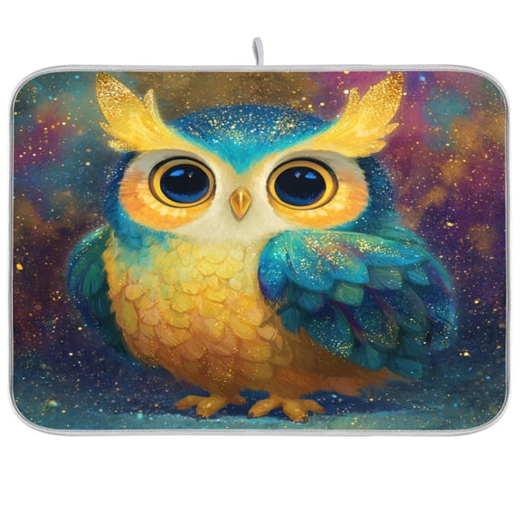 Kitchen Drying Mat Kitchen Drying Pad 16x18In Drying Dish Mat Dish Drying Mats Kitchen Countertop Multi-Function Drain Drying Mat Green Owl Pattern