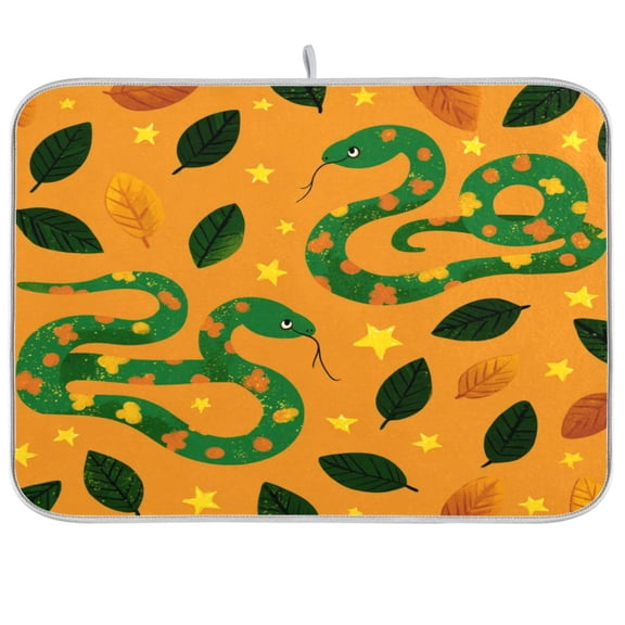 Kitchen Drying Mat Kitchen Drying Pad 16x18In Drying Dish Mat Dish Drying Mats Kitchen Countertop Multi-Function Drain Drying Mat Green Snake
