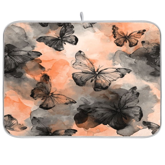Kitchen Drying Mat Kitchen Drying Pad 16x18In Drying Dish Mat Dish Drying Mats Kitchen Countertop Multi-Function Drain Drying Mat Grey Butterfly