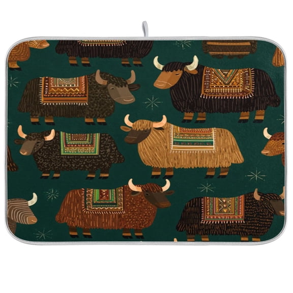 Kitchen Drying Mat Kitchen Drying Pad 16x18In Drying Dish Mat Dish Drying Mats Kitchen Countertop Multi-Function Drain Drying Mat Grey Cattle