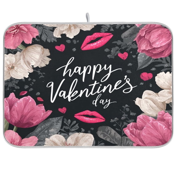 Kitchen Drying Mat Kitchen Drying Pad 16x18In Drying Dish Mat Dish Drying Mats Kitchen Countertop Multi-Function Drain Drying Mat Happy Valentine's Day