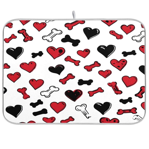 Kitchen Drying Mat Kitchen Drying Pad 16x18In Drying Dish Mat Dish Drying Mats Kitchen Countertop Multi-Function Drain Drying Mat Heart Bone Seamless