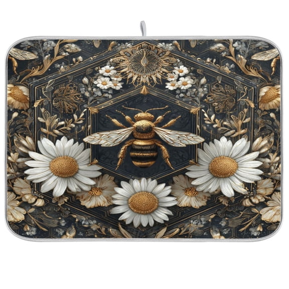 Kitchen Drying Mat Kitchen Drying Pad 16x18In Drying Dish Mat Dish Drying Mats Kitchen Countertop Multi-Function Drain Drying Mat Honeycomb with Bees