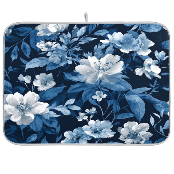 Kitchen Drying Mat Kitchen Drying Pad 16x18In Drying Dish Mat Dish Drying Mats Kitchen Countertop Multi-Function Drain Drying Mat Indigo Blue Ink Wash