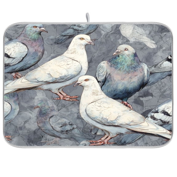 Kitchen Drying Mat Kitchen Drying Pad 16x18In Drying Dish Mat Dish Drying Mats Kitchen Countertop Multi-Function Drain Drying Mat Ink-wash Pigeon Art