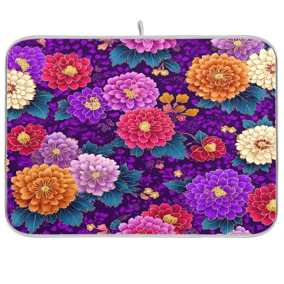 Kitchen Drying Mat Kitchen Drying Pad 16x18In Drying Dish Mat Dish Drying Mats Kitchen Countertop Multi-Function Drain Drying Mat Japanese Flowers