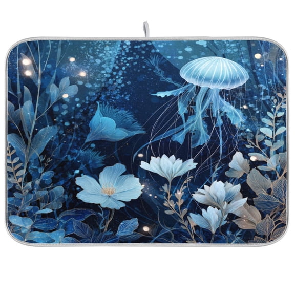 Kitchen Drying Mat Kitchen Drying Pad 16x18In Drying Dish Mat Dish Drying Mats Kitchen Countertop Multi-Function Drain Drying Mat Jellyfish