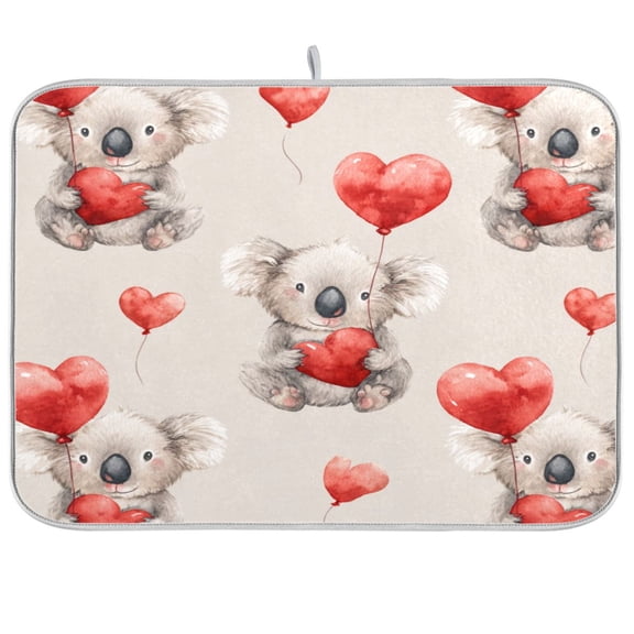 Kitchen Drying Mat Kitchen Drying Pad 16x18In Drying Dish Mat Dish Drying Mats Kitchen Countertop Multi-Function Drain Drying Mat Koala Bear Heart Balloons