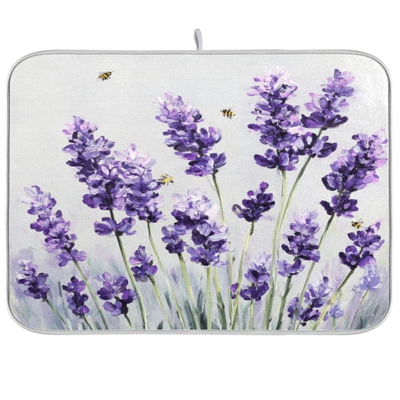 Kitchen Drying Mat Kitchen Drying Pad 16x18In Drying Dish Mat Dish Drying Mats Kitchen Countertop Multi-Function Drain Drying Mat Lavender Field Watercolor