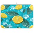 thumbnail image 1 of Kitchen Drying Mat Kitchen Drying Pad 16x18In Drying Dish Mat Dish Drying Mats Kitchen Countertop Multi-Function Drain Drying Mat Lemon Cubes with Leaves, 1 of 8
