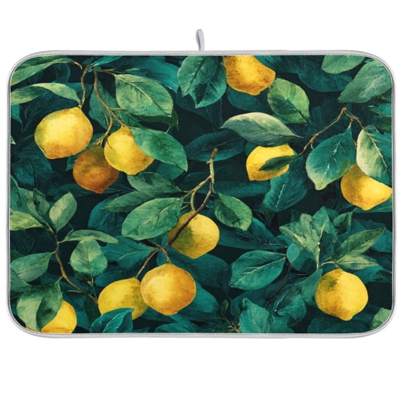 Kitchen Drying Mat Kitchen Drying Pad 16x18In Drying Dish Mat Dish Drying Mats Kitchen Countertop Multi-Function Drain Drying Mat Lemon Tree Green Leaves
