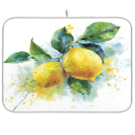 Kitchen Drying Mat Kitchen Drying Pad 16x18In Drying Dish Mat Dish Drying Mats Kitchen Countertop Multi-Function Drain Drying Mat Lemon