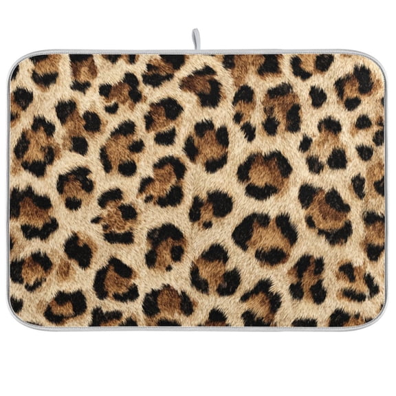 Kitchen Drying Mat Kitchen Drying Pad 16x18In Drying Dish Mat Dish Drying Mats Kitchen Countertop Multi-Function Drain Drying Mat Leopard Pattern