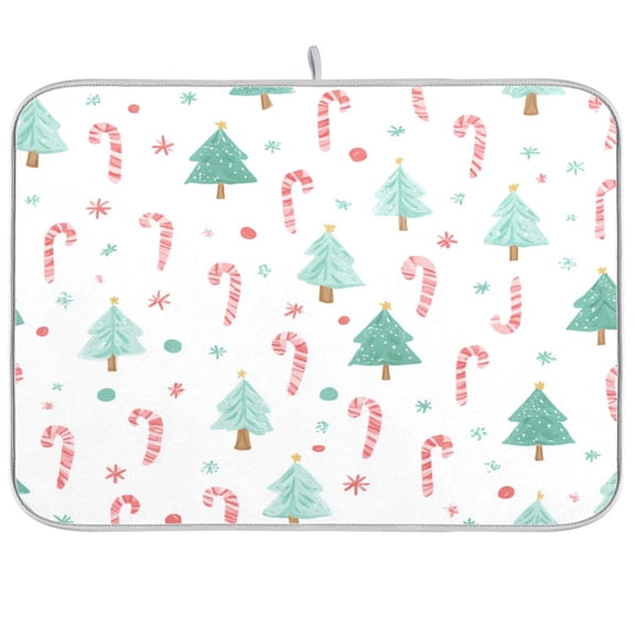 Kitchen Drying Mat Kitchen Drying Pad 16x18In Drying Dish Mat Dish Drying Mats Kitchen Countertop Multi-Function Drain Drying Mat Light Green Christmas Tree