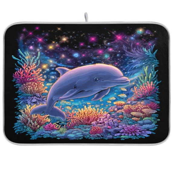 Kitchen Drying Mat Kitchen Drying Pad 16x18In Drying Dish Mat Dish Drying Mats Kitchen Countertop Multi-Function Drain Drying Mat Little Dolphin