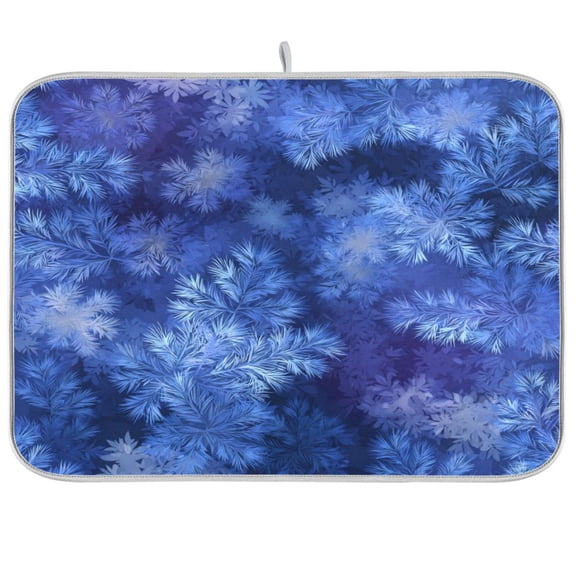 Kitchen Drying Mat Kitchen Drying Pad 16x18In Drying Dish Mat Dish Drying Mats Kitchen Countertop Multi-Function Drain Drying Mat Lovely Blue Snowflakes