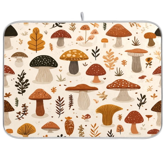 Kitchen Drying Mat Kitchen Drying Pad 16x18In Drying Dish Mat Dish Drying Mats Kitchen Countertop Multi-Function Drain Drying Mat Lovely Mushrooms
